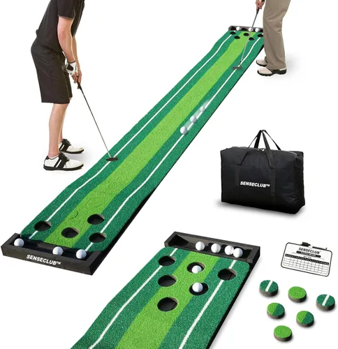 Miniatura 10 de SENSECLUB Verde de Golf Interior Plegable, Juego de Alfombra de Golf, Regalos de Golf para Hombres con Sistema de Recolección de Bolas