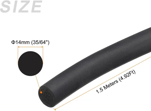 Miniatura 2 de METALLIXITY Tira de sellado de goma de espuma (0.551 in de diámetro x 4.9 ft de largo), 1 unidad, tira redonda de goma EPDM para reparación
