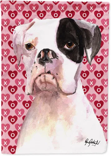 Miniatura 283 de Caroline's Treasures SS4484GF Bandera de jardín con diseño de bulldog inglés y corazones para el Día de San Valentín, bandera decorativa para patio