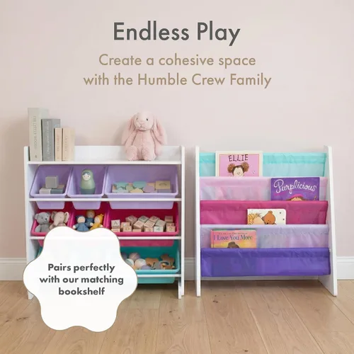 Miniatura 9 de Humble Crew Organizador de almacenamiento de manualidades y juguetes con estante superior y 9 contenedores extraíbles, Estantería para niños