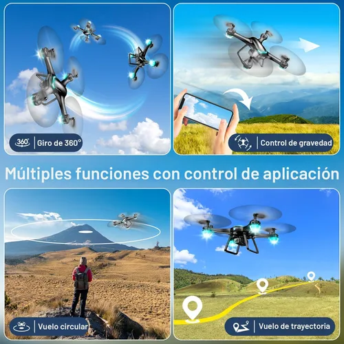 Miniatura 4 de Dron con cámara de 1080P para principiantes, cuadricóptero de control remoto con opción de gestos para selfies, retención de altitud, inicio con una