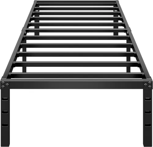 Miniatura 11 de HLIPHA - Base de cama metálica de plataforma de 12 pulgadas de altura, no necesita somier, base de cama tamaño individual con listones de soporte