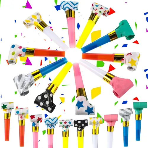 Skylety Sopladores de fiesta de cumpleaños, 20 unidades, divertidos para cumpleaños, Año Nuevo, bocinas de soplado, coloridos, silbatos, ruidos,