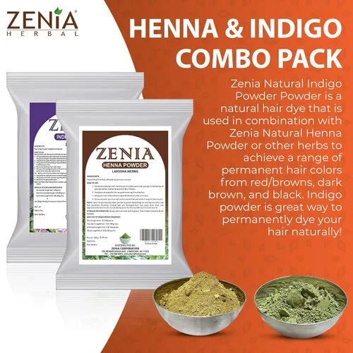 Miniatura 4 de Zenia Indigo Powder y 3.53 oz de henna paquete combinado de tinte para el cabello