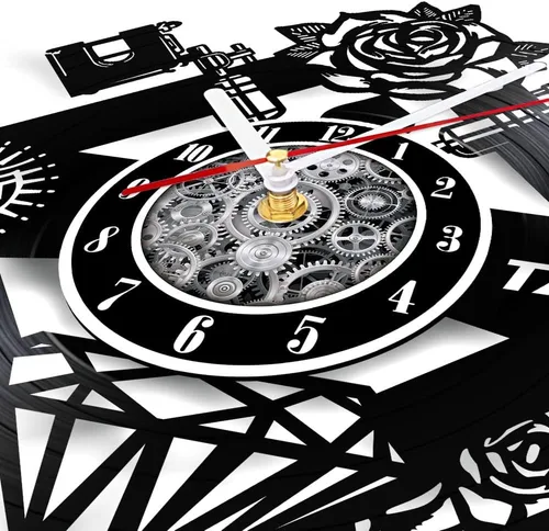 Miniatura 8 de The Geeky Days Reloj de pared con disco de vinilo silencioso con nombre personalizado, máquina de tatuaje de cuarzo con pilas, 12 pulgadas, LP
