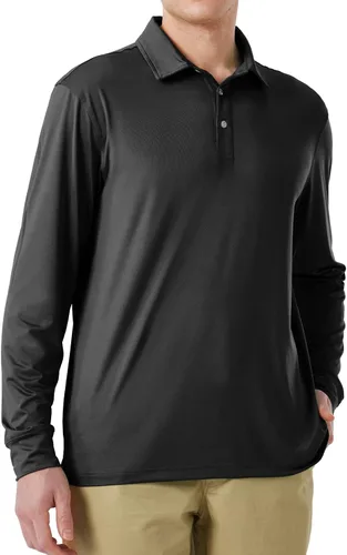 Miniatura 6 de NAVISKIN Camisas polo de manga larga para hombre, camisas de golf con cuello UPF 50 SPF para hombre, secado rápido, absorbe la humedad