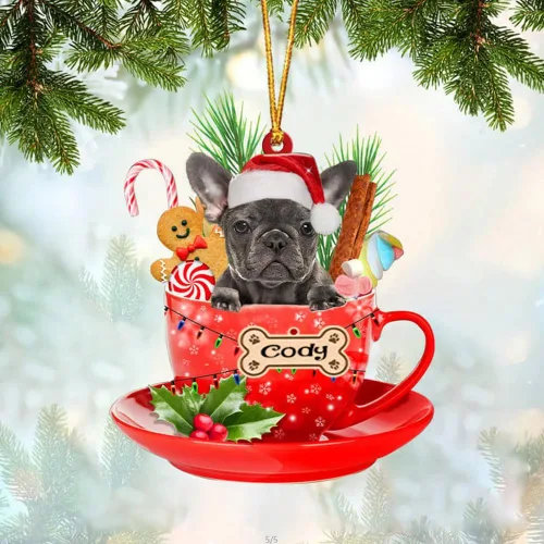 Miniatura 100 de NAZENTI Adorno personalizado de Alaskan Malamute en taza roja, adorno de Navidad personalizado para perros amantes de las mascotas, colgante