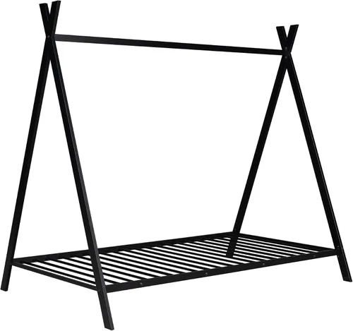 Miniatura 5 de Cama de casa individual para niños, marco de cama de casa, tienda de campaña, tamaño individual, cama de juego de metal con listones para niños