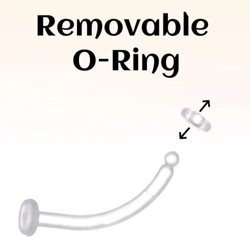 Miniatura 4 de 15 piercings transparentes para cejas, curvados de 0.63 onzas, retenedores de piercing de ombligo, aretes flexibles para cartílago, cejas, lengua