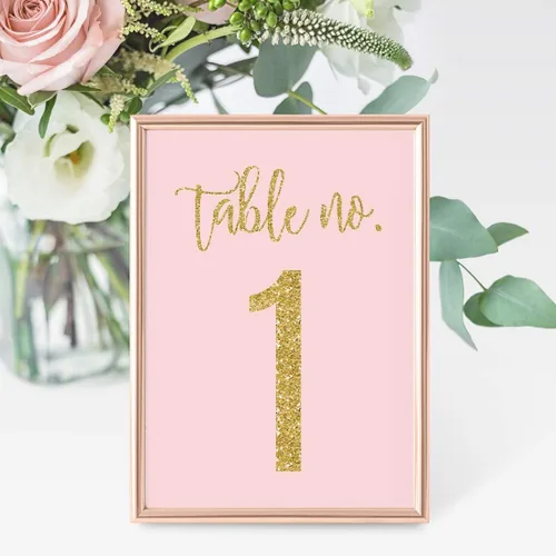 Miniatura 2 de andaz Prensa Blush Pink boda Collection purpurina, color dorado, Table Numbers 1 To 20, 1