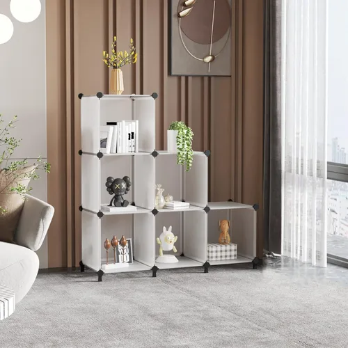 Miniatura 2 de AWTATOS Organizador de armario 6 cubos, estantes de almacenamiento para armario, organizador de almacenamiento de ropa apilable DIY, estantería