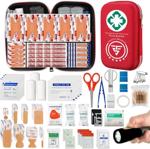 Kit de primeros auxilios 2 en 1 y kit de supervivencia, 300 piezas, primeros auxilios para automóvil, campamento de primeros auxilios, kit