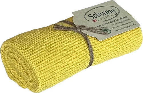 Solwang Toallas de mano de cocina de algodón danés 100% algodón orgánico, hechas en la India (amarillo brillante orgánico)