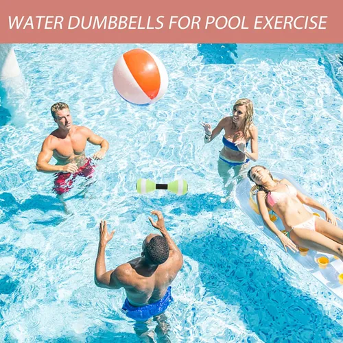 Miniatura 9 de Equipo de fitness, 2 mancuernas de agua ligeras para ejercicio acuático, mancuernas de espuma EVA para agua, barra de mano para piscina, ejercicio