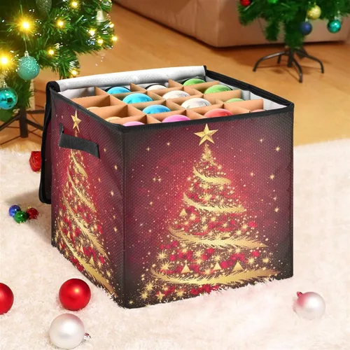 Miniatura 6 de Caja de almacenamiento de adornos de Navidad para árbol de Navidad, 4 niveles con capacidad para hasta 64 bolas de decoración de adornos navideños
