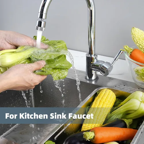 Miniatura 6 de Hibbent Aireador de doble flujo de agua para fregadero de cocina, aireador de grifo de baño giratorio de 360 grados, fácil control con una mano, 1.8