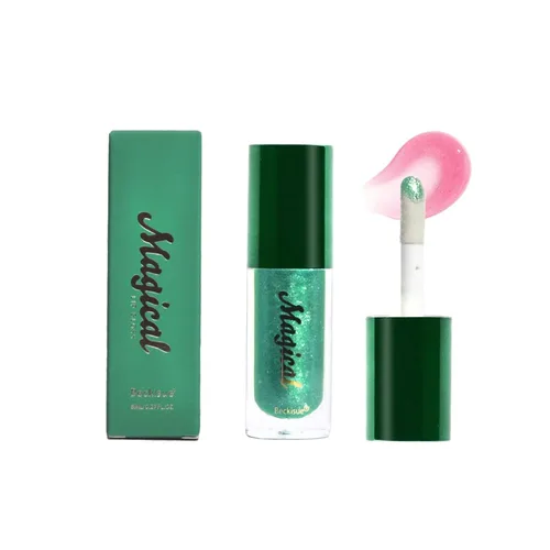 Brillo labial que cambia de color, aceite labial teñido de pH verde a rosa, efecto de cambio de color, acabado brillante, bálsamo de brillo de