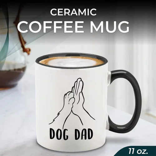 Miniatura 2 de shop4ever Taza de café con diseño de perro y papá con diseño de cinco perros, mango negro, taza de café de cerámica de 11 onzas, regalo divertido