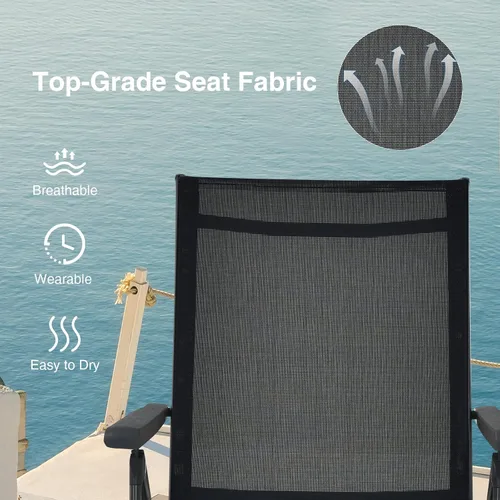 Miniatura 5 de Giantex Sillón de patio plegable, tumbona para tomar el sol al aire libre con respaldo de 5 posiciones, reposapiés de 2 posiciones, marco de acero