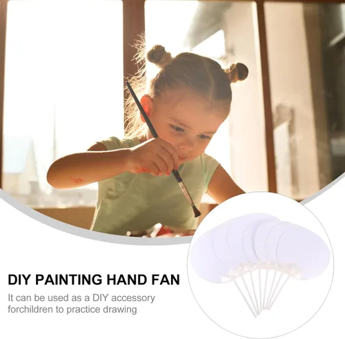 Miniatura 5 de Toyvian Ventilador plegable en blanco, 8 unidades, estilo chino, japonés, ventilador de mano de papel de mano con borla, ventiladores antiguos