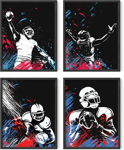 Miniatura 24 de Impresiones artísticas de fútbol americano para pared, juego de 5 (8x10) carteles de fútbol americano sin marco, decoración de sala de fútbol Niños