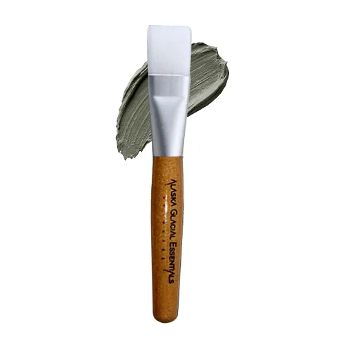 Alaska - Cepillo de aplicación de máscara de barro glacial con acabado de madera natural, máscara facial de cerdas suaves y cepillo aplicador