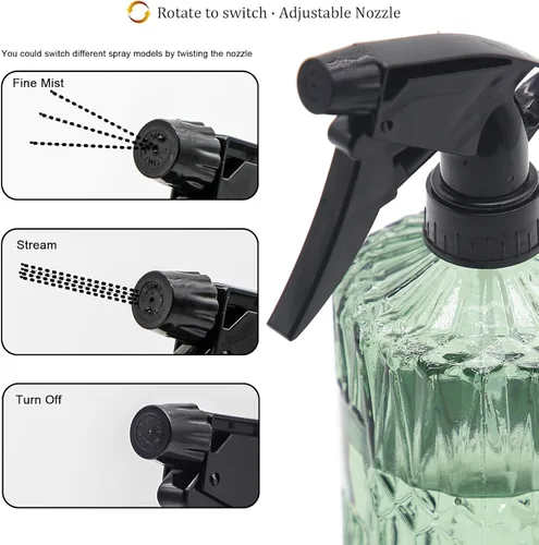 Miniatura 3 de OFFIDIX Fine Mist Plant Mister, Botellas de spray de presión manual de vidrio, Botella de riego de 0.43L/15.17oz con boquilla ajustable para B