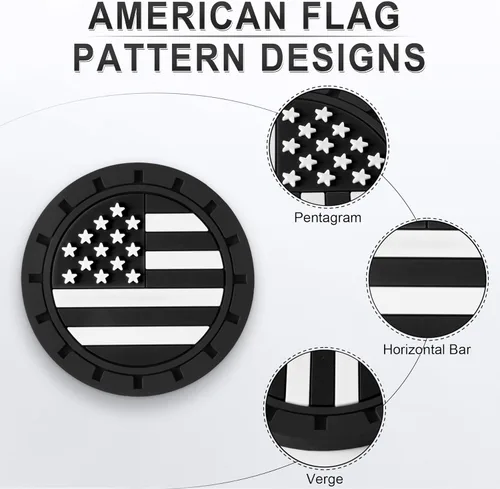 Miniatura 3 de JUSTTOP Posavasos para Portavasos de Automóvil, Bandera Americana Antideslizante Inserto Posavasos de Coche, Accesorios para el Interior del Negro