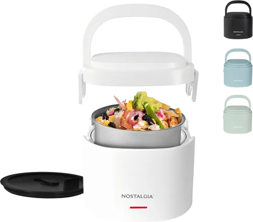 Miniatura 9 de Nostalgia Fiambrera portátil calentada – Calentador de alimentos de acero inoxidable de 2.5 tazas – Cable desmontable, tapa a prueba de fugas, asa