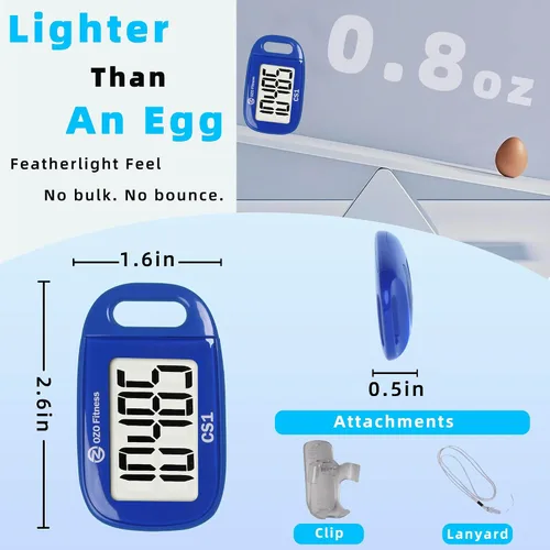 Miniatura 3 de Clip-on 3D Pedometer for Walking Steps Counter with Lanyard, Simple Exercise Tracker for Women and Seniors with Large Accurate Digital Display, Azul