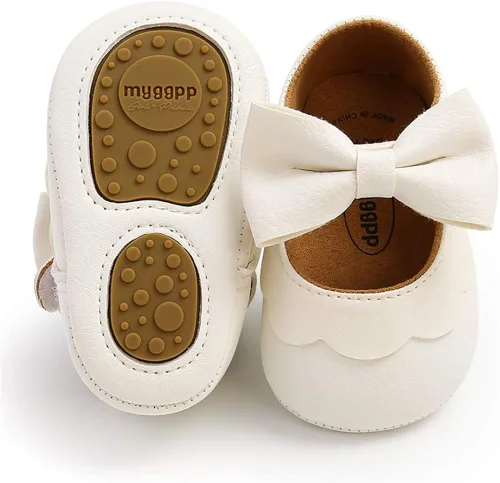 LAFEGEN Zapatos planos Mary Jane con Bownot de piel sintética antideslizante y suela suave para recién nacidos recién nacidos niños pequeños
