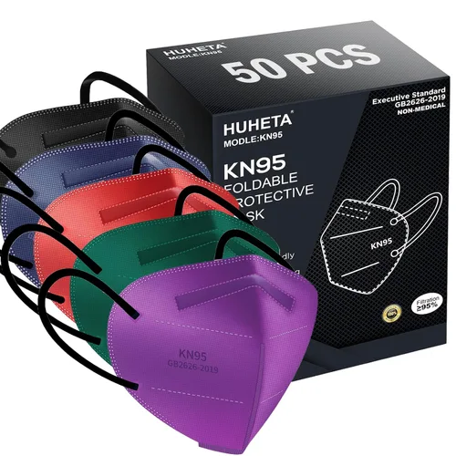 Miniatura 8 de HUHETA 50 Paquetes Mascarillas Faciales KN95 de 5 Capas Transpirables y Cómodas con Filtro de Seguridad (50 unidades, color MTC I)