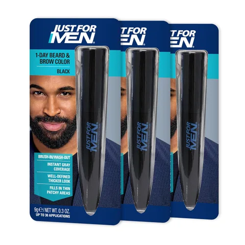 Miniatura 8 de Just for Men Color de barba y cejas de 1 día, color temporal para barba y cejas, para un aspecto más completo y bien definido, hasta 30 Marrón claro
