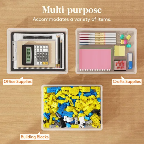 Miniatura 4 de Lifewit Paquete de 2 organizadores de papel, 12.6 x 9.1 in/12 x 9 pulgadas, caja de archivos de plástico multiusos con tapas de cierre, contenedores