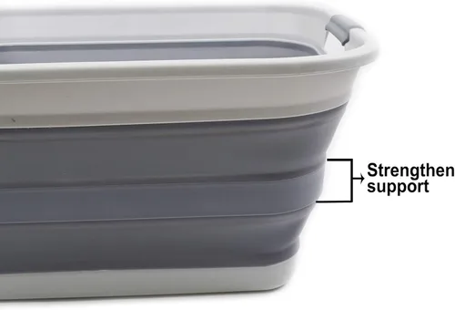 Miniatura 5 de SAMMART Cesta plegable de plástico para la ropa sucia de 42 litros, contenedor de almacenamiento plegable y organizador, tina de lavado portátil