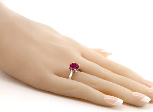 Miniatura 5 de Gem Stone King Anillo de compromiso solitario redondo de plata de ley 925 de 0.276 in con piedra natal Anillo de compromiso de boda aniversario