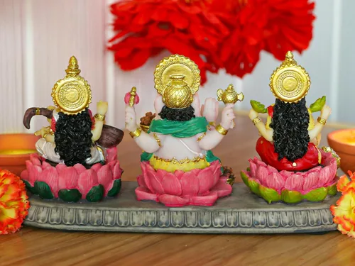 Miniatura 8 de India Laxmi Ganesh Saraswati Estatua – 3.9 pulgadas de alto Dios indio Lakshmi Ganesha Saraswati Estatuilla de ídolo hindú Diwali Regalos Diwali
