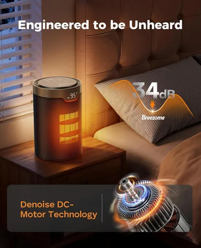 Miniatura 6 de BREEZOME Calentador de espacio, calentadores eléctricos portátiles de 1500 W para uso en interiores, calentador de escritorio pequeño silencioso