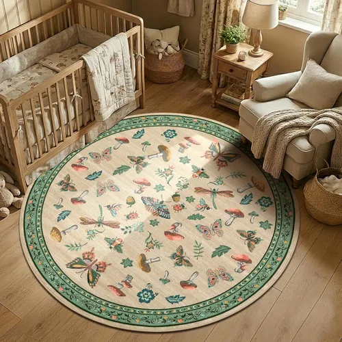 Miniatura 12 de ROYHOME - Alfombra con diseño de hongos e insectos, para pasillos, cocina o baño, antideslizante, lavable, suave, larga, 2 x 6, beige