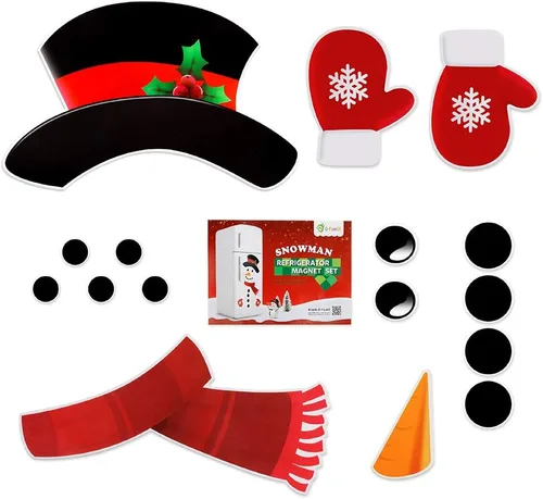 Miniatura 9 de D-FantiX Juego de 16 imanes de Navidad para refrigerador, diseño de muñeco de nieve, bonitos y divertidos imanes para refrigerador, decoraciones