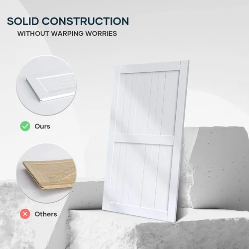 Miniatura 6 de EaseLife - Puerta de granero de 48 x 84 pulgadas en blanco con kit de herrajes deslizantes de 8 pies incluido y manija, madera maciza cubierta