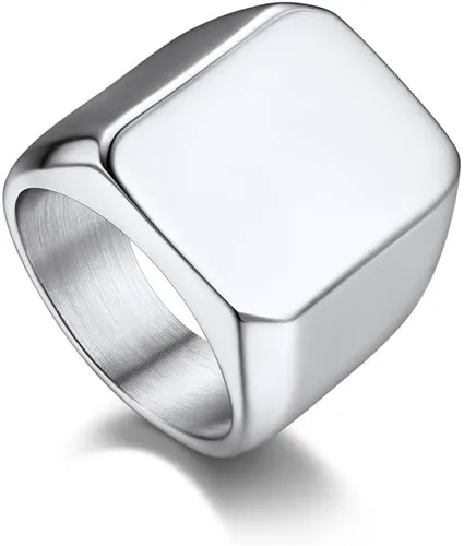 Miniatura 18 de Bandmax Anillos de sello para hombre, acero inoxidable, chapado en oro de 14 quilates, negro, minimalista, simple, anillo para hombres y mujeres