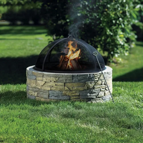 Miniatura 2 de SUNCREAT Accesorio para cubierta de chispas para fogatas al aire libre, protector de pantalla redondo de fácil apertura para patio, tapa de brasas