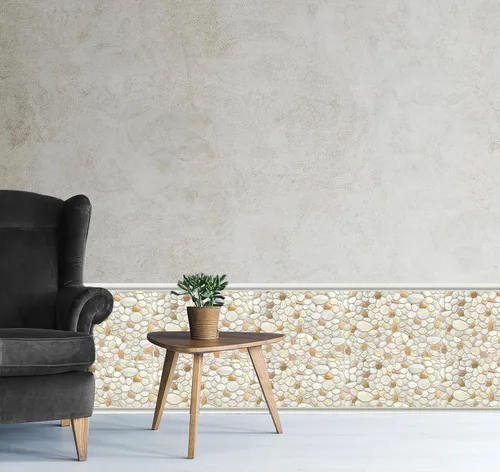 Miniatura 4 de Concord Wallcoverings™ - Diseño retro natural de guijarros, paneles de pared decorativos de PVC, paquete de 6 en beige, naranja, gris, 17.5" x