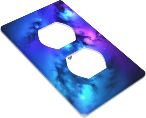 Miniatura 2 de Cubierta de placa de pared para interruptor de luz dúplex individual Galaxy para el hogar, dormitorio, cocina, decorativo, 4.5 x 2.76 pulgadas