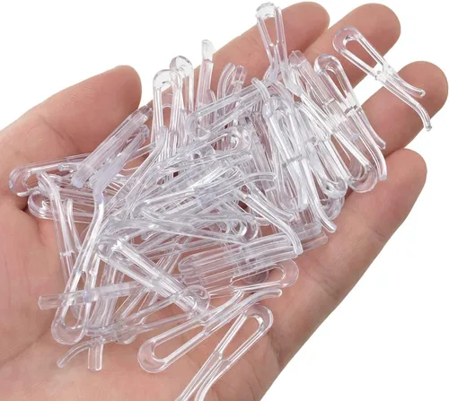 Miniatura 16 de HAHIYO 2 pulgadas/1.969 in 120 piezas de plástico transparente en forma de U pinzas de cocodrilo pinzas para ropa camisa clips plegables con dientes