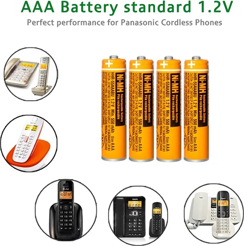 Miniatura 4 de Paquete de 4 baterías recargables AAA NI-MH 1.2V 550mAh HHR-55AAABU AAA para teléfonos inalámbricos Panasonic