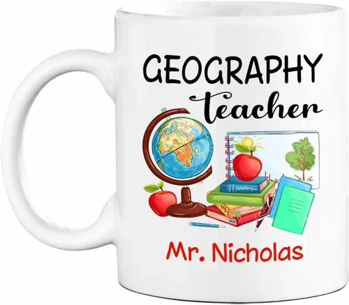 Miniatura 16 de Taza de café personalizada para profesor de arte, taza de café de cerámica para profesores de arte, regalos para graduación, taza de té blanca
