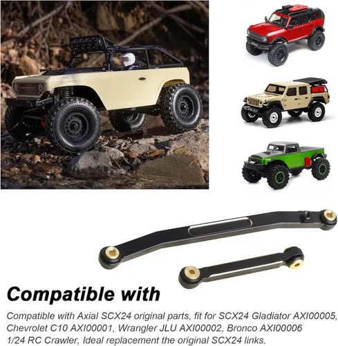 Miniatura 2 de HobbyPark Juego de eslabones de dirección de latón para Axial SCX24 actualizaciones de alto apriete compatible con Gladiator Bronco C10 JLU Deadbolt