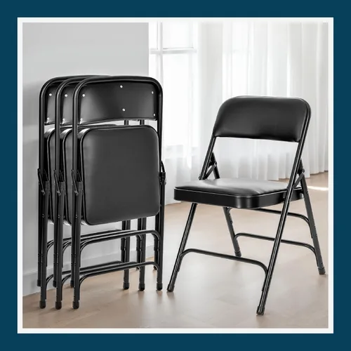 Miniatura 10 de OEF Furnishings OEF1300 Series - Sillas plegables acolchadas de vinilo de alta calidad con soporte de triple soporte, capacidad de 500 libras, Negro